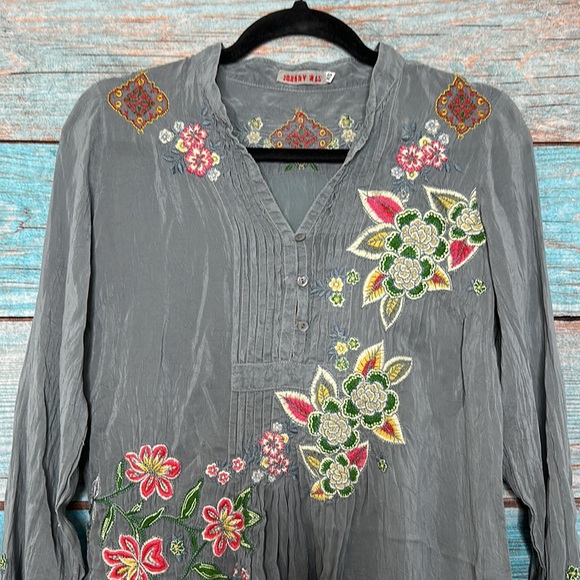Johnny Was Grey Embroidered Dress Size XS Boho - Picture 2 of 6